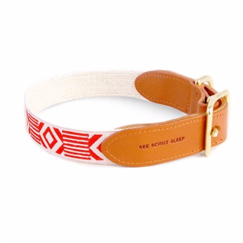 See Scout Sleep Out Of My Box Leather Dog Collar | Red - FURRPLAY