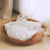 Handcrafted Wicker Pet Bed with Cushion