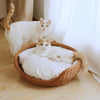 Handcrafted Wicker Pet Bed with Cushion