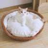 Handcrafted Wicker Pet Bed with Cushion